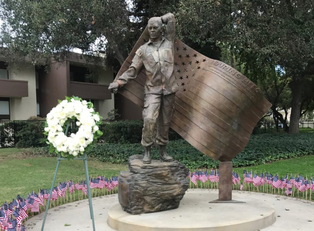 The Enduring Heroes Memorial on the corner of Orange Grove and Colorado Boulevards in Pasadena. 