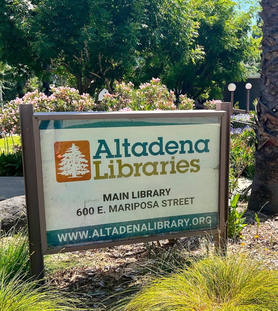 Altadena Library sign outside