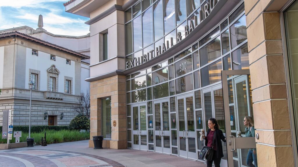 Outside view of the entrance of the Exhibit Hall and Ballroom