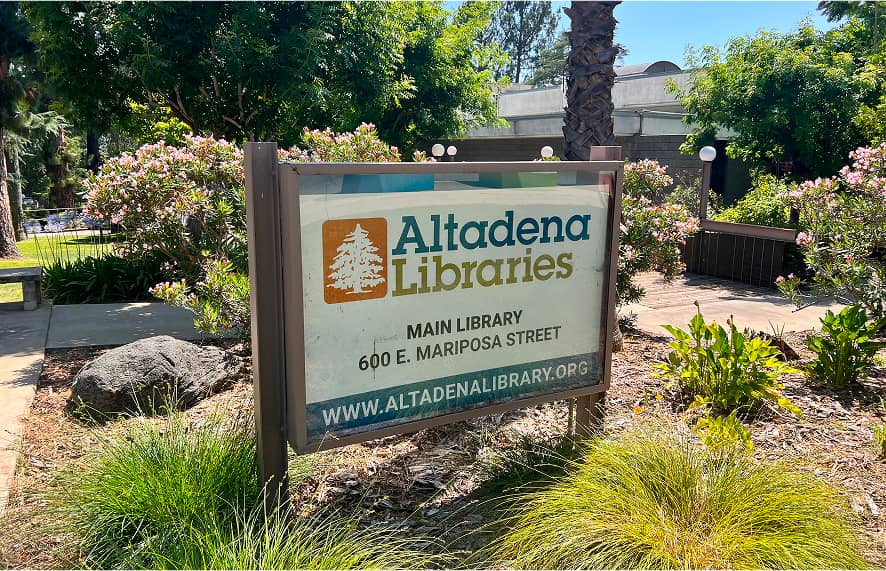 Altadena Library sign outside