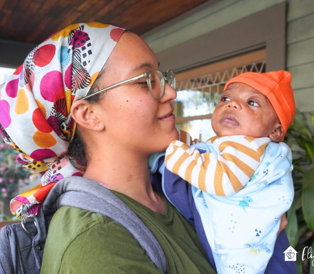 Woman holding a baby
