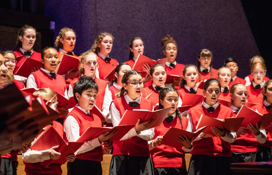 Group of kids singing in a choir