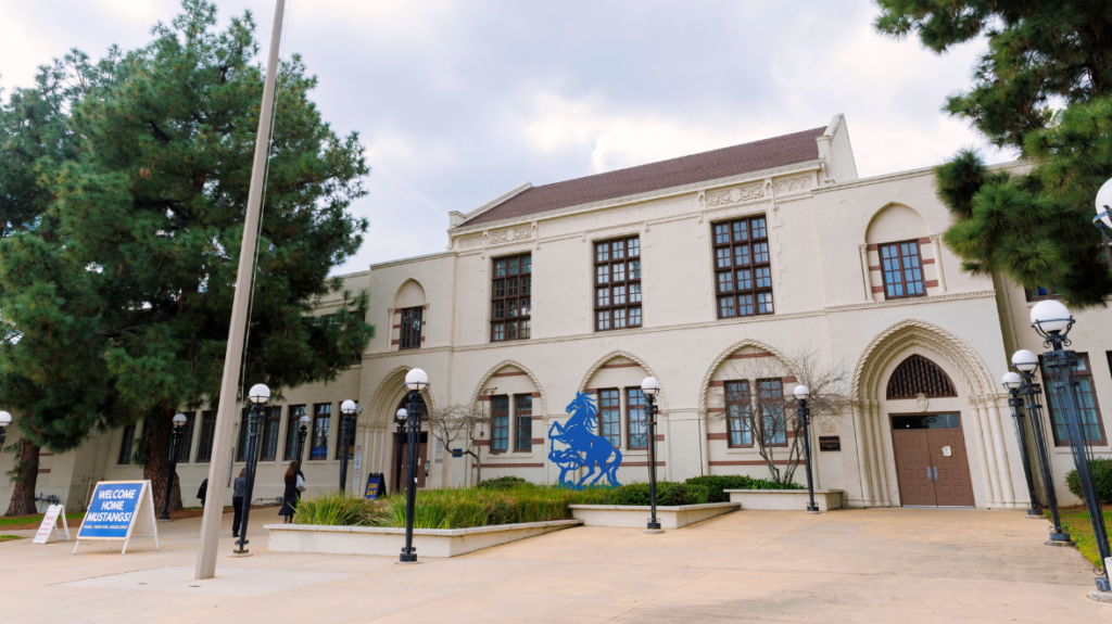 John Muir High School shown from the front