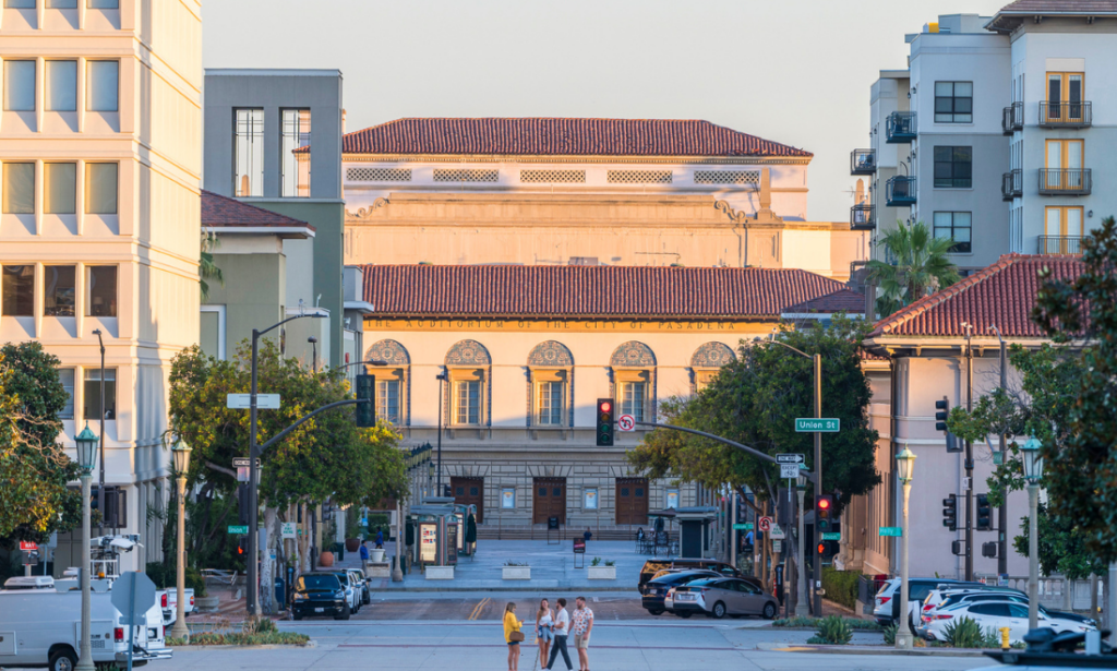 Pasadena's Civic Center at dusk
