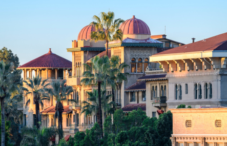 A large historical building with turrets that looks like a castle