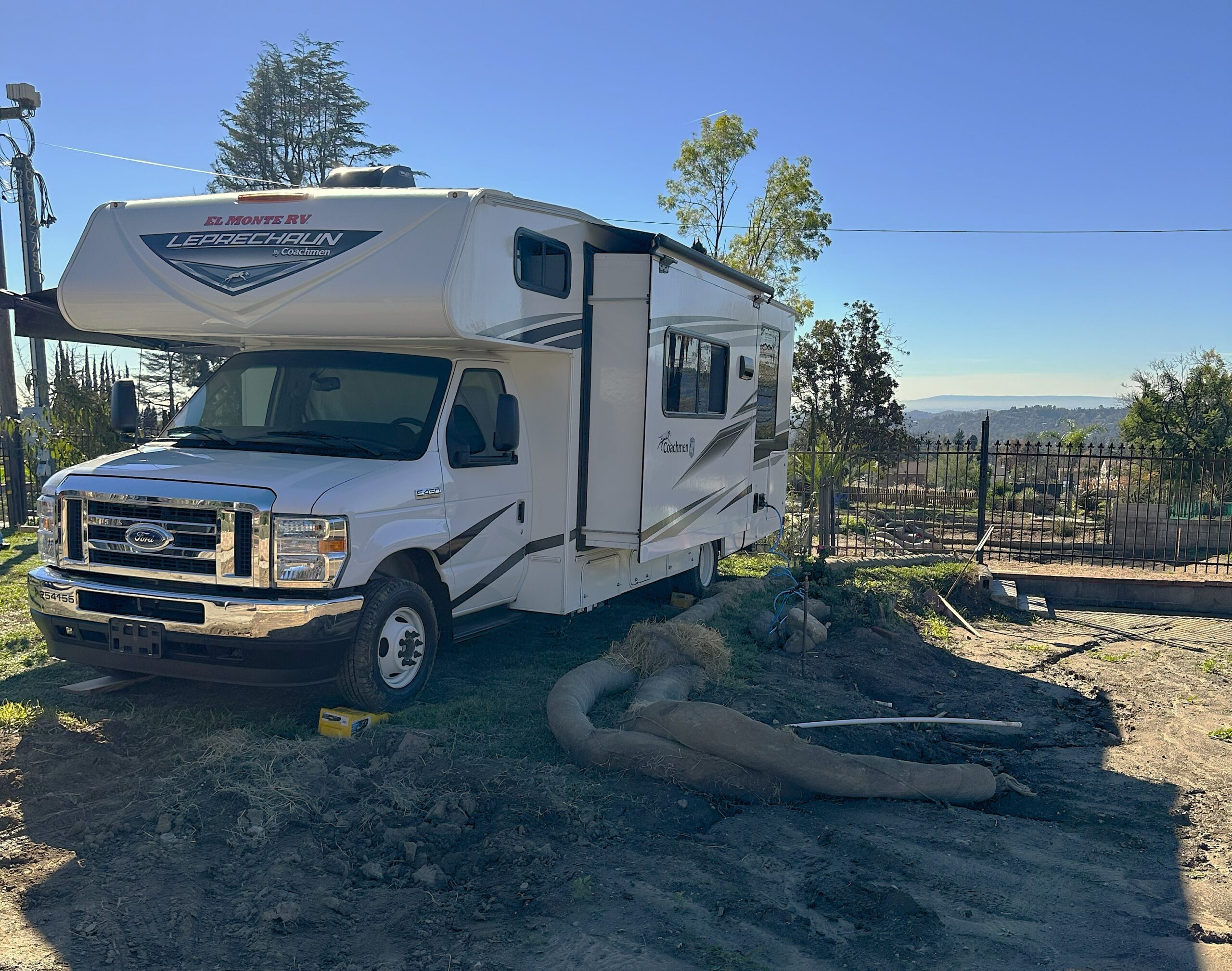 An RV on a burned lot in Altadena CA
